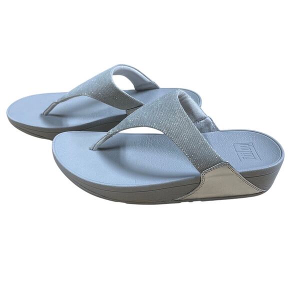 Fitflop Lulu Shimmerlux Thong Sandal Silver Women's Size 9 Excellent Condition - Picture 4 of 10